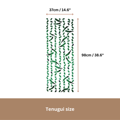 Tenugui Art, Green Beans, 37cm x 98cm (14.6” x 38.6”)