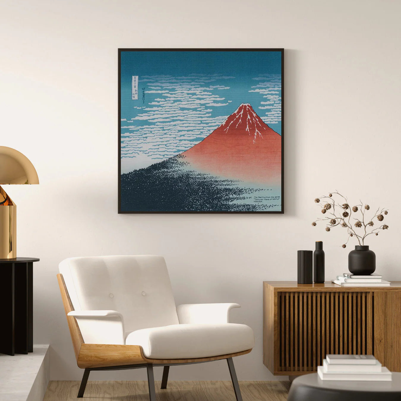 Red Fuji, Fine wind clear morning, Hokusai Furoshiki, 50 x 50cm