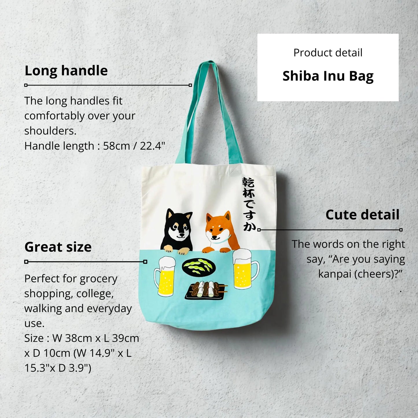 Kanpai Shiba Inu - Canvas Tote Bag