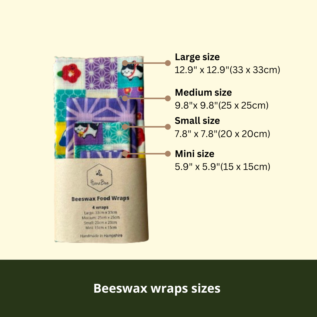 Kawaii, Set of 4 Beeswax Food Wraps