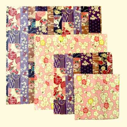 Purple Kimono, Set of 4 Beeswax Food Wraps