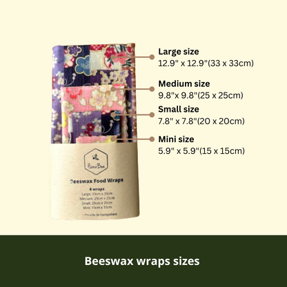 Purple Kimono, Set of 4 Beeswax Food Wraps