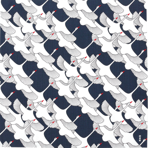 navy crane furoshiki 50 x 50cm size whole pattern look