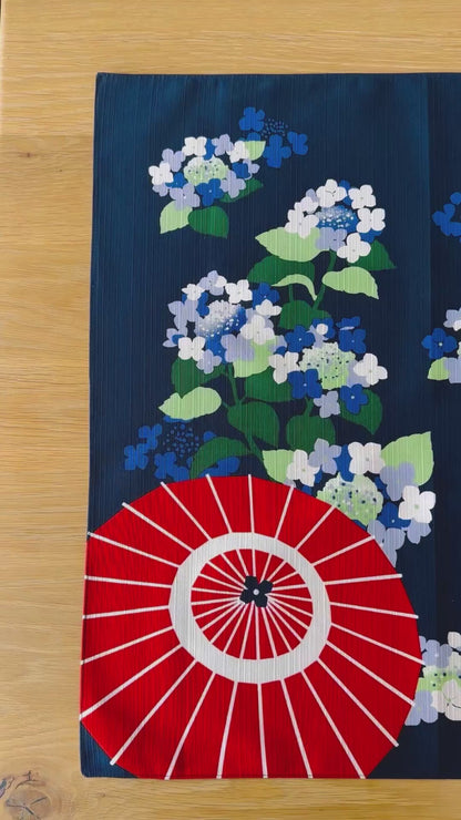 Eco‑Friendly Furoshiki Gift Wrap – Reusable 50 cm Cloth – Hydrangea, Shrine Gate & Wagasa Design