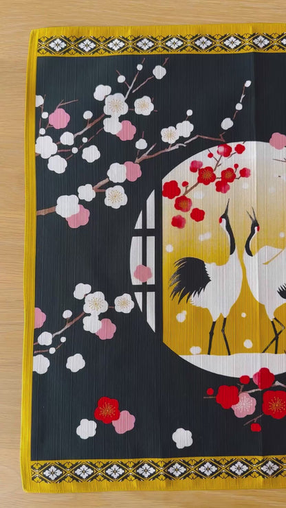 Eco-Friendly Furoshiki Gift Wrap - Reusable 50cm Cloth – Crane & Cherry Flowers Design