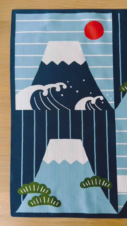 Eco‑Friendly Furoshiki Gift Wrap – Reusable 50 cm Cloth – Mt Fuji & Stripes Design