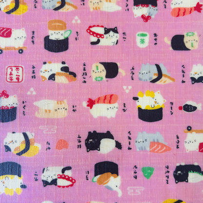 Beeswax Food Wraps – Sushi Cats, Pink (Set of 4)