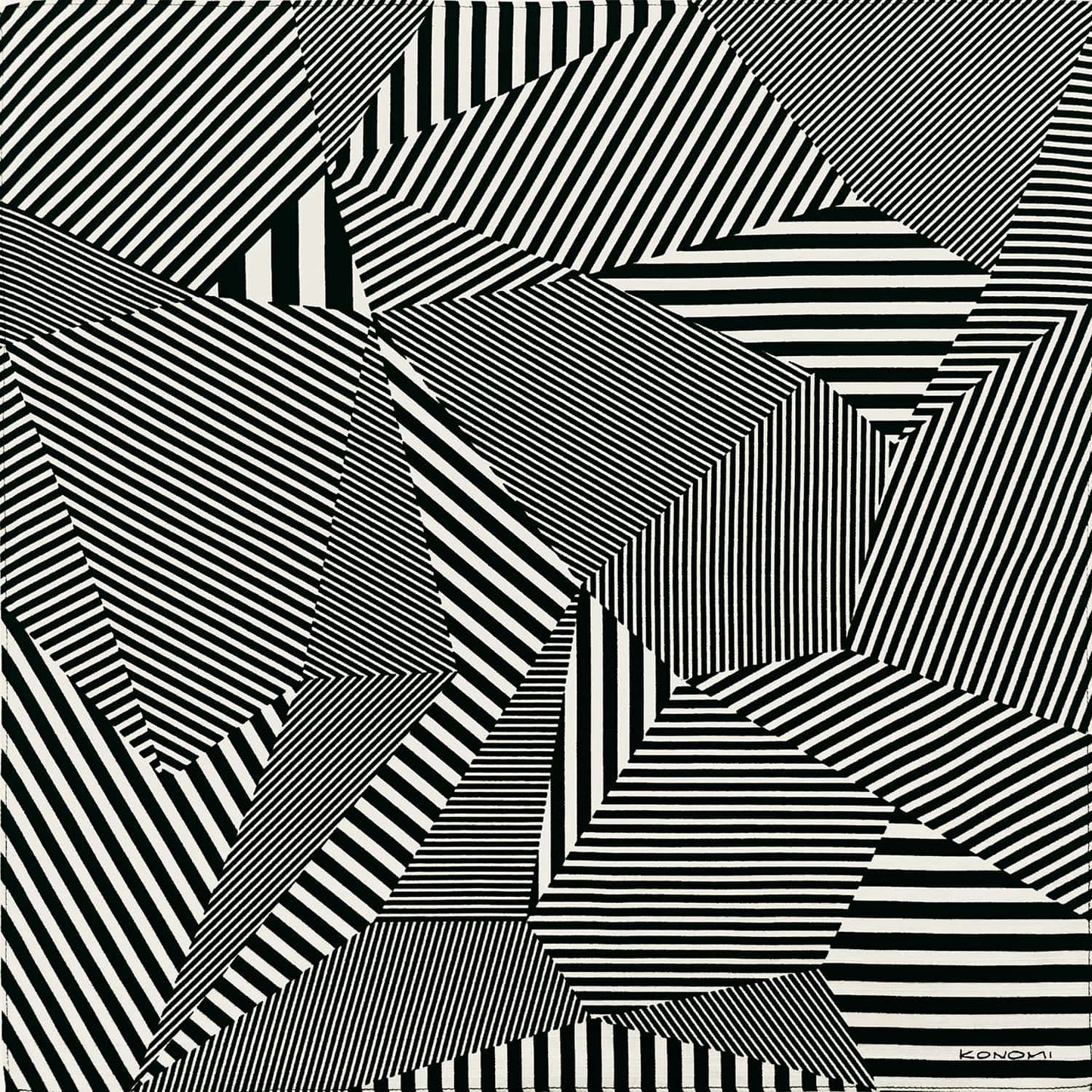 Black & White Stripe Furoshiki, Konomi, 50 x 50cm