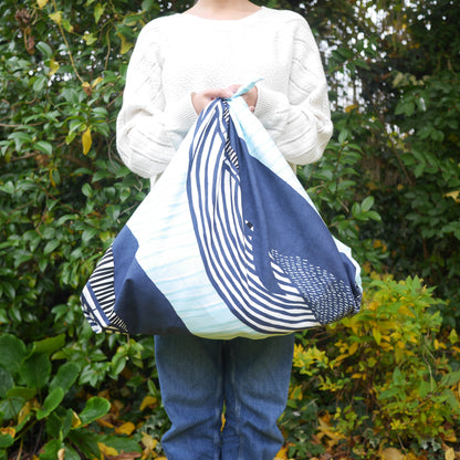 Large Furoshiki, Blue Whale, kata kata, 104cm x 104cm
