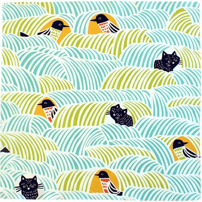 Cats & Birds by kata kata, 45 x 45cm