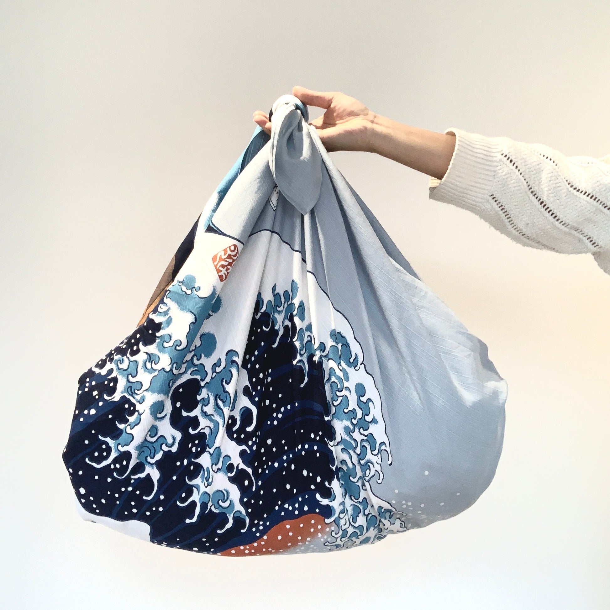 Furoshiki bag with Great Wave Hokusai print